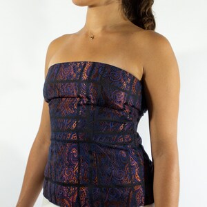 Intermix metallic paisley thick wool tube top.