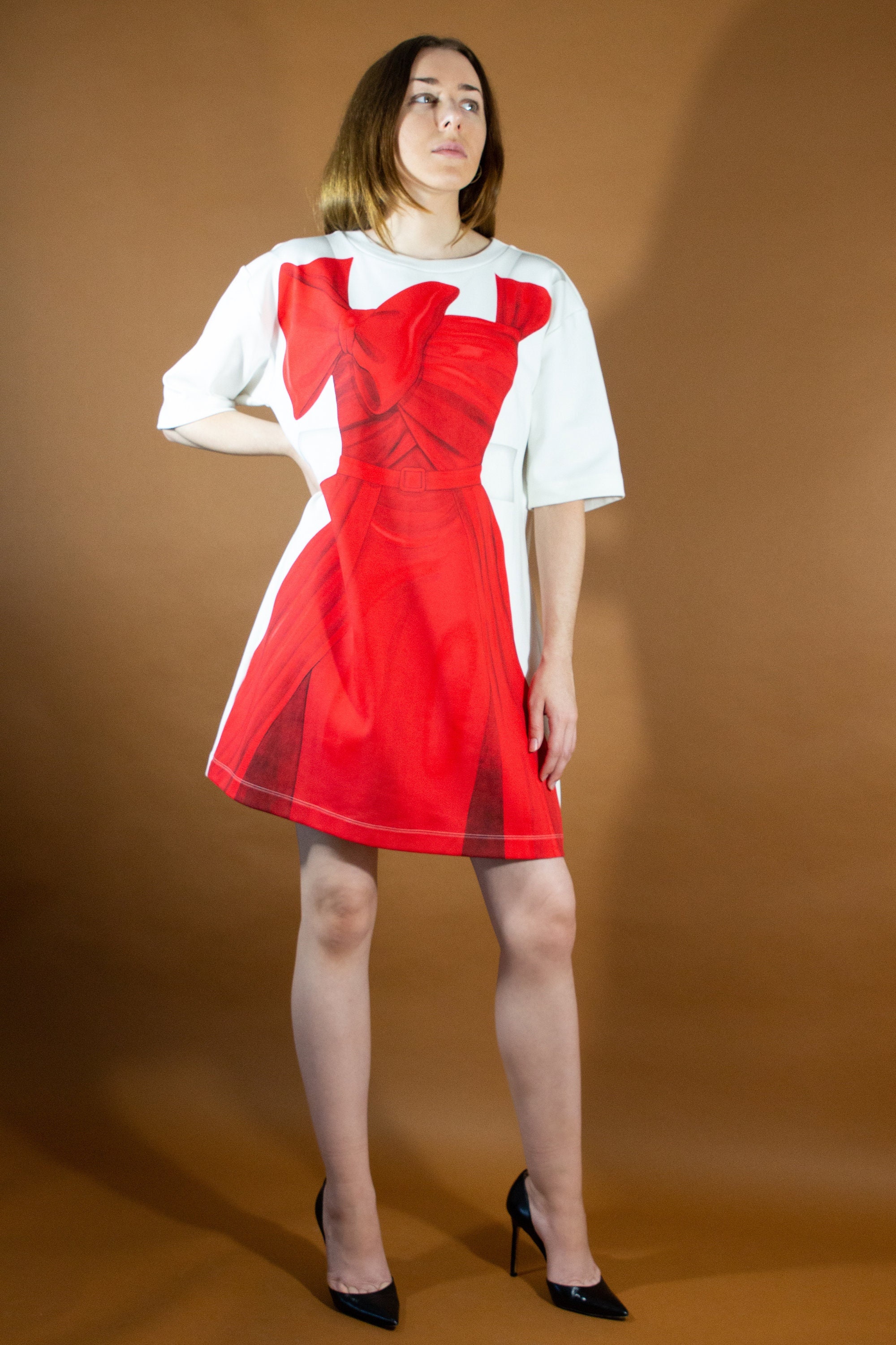 Moschino Couture Red Dress With Bow Print T-shirt Dress. - Etsy