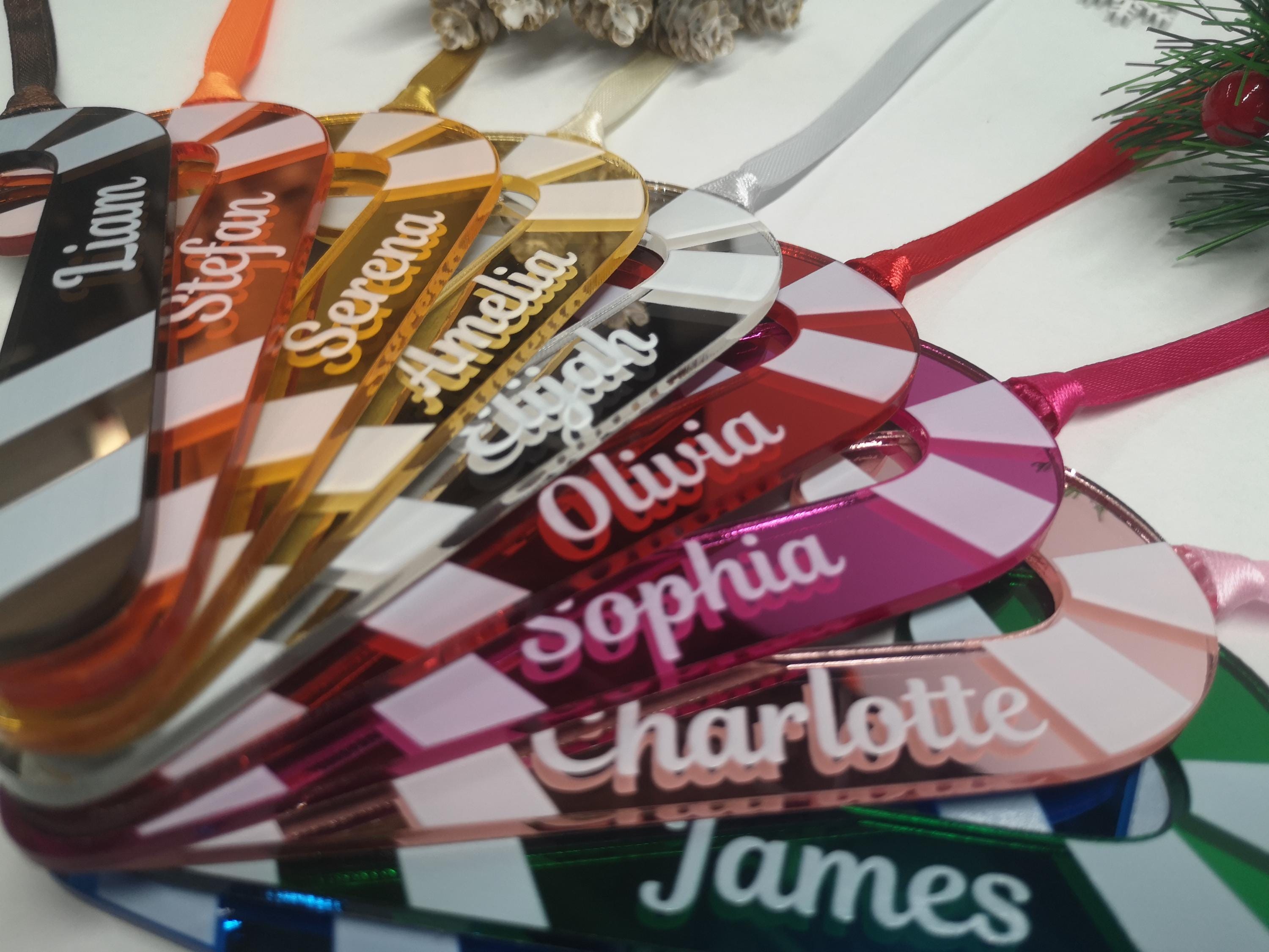 Personalised Mirror Candy Cane Bauble | Mirror Acrylic | Christmas | Name Tag | Tree Bauble | Decoration | Colour Options | Festive Ornament