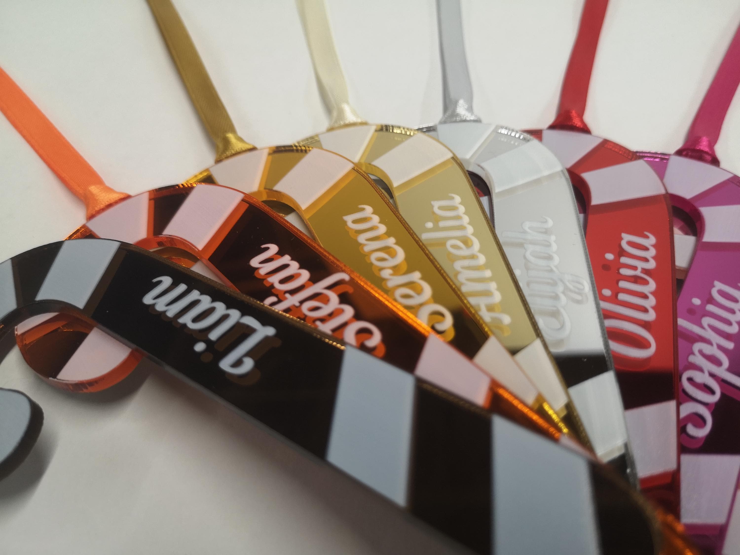 Personalised Mirror Candy Cane Bauble | Mirror Acrylic | Christmas | Name Tag | Tree Bauble | Decoration | Colour Options | Festive Ornament