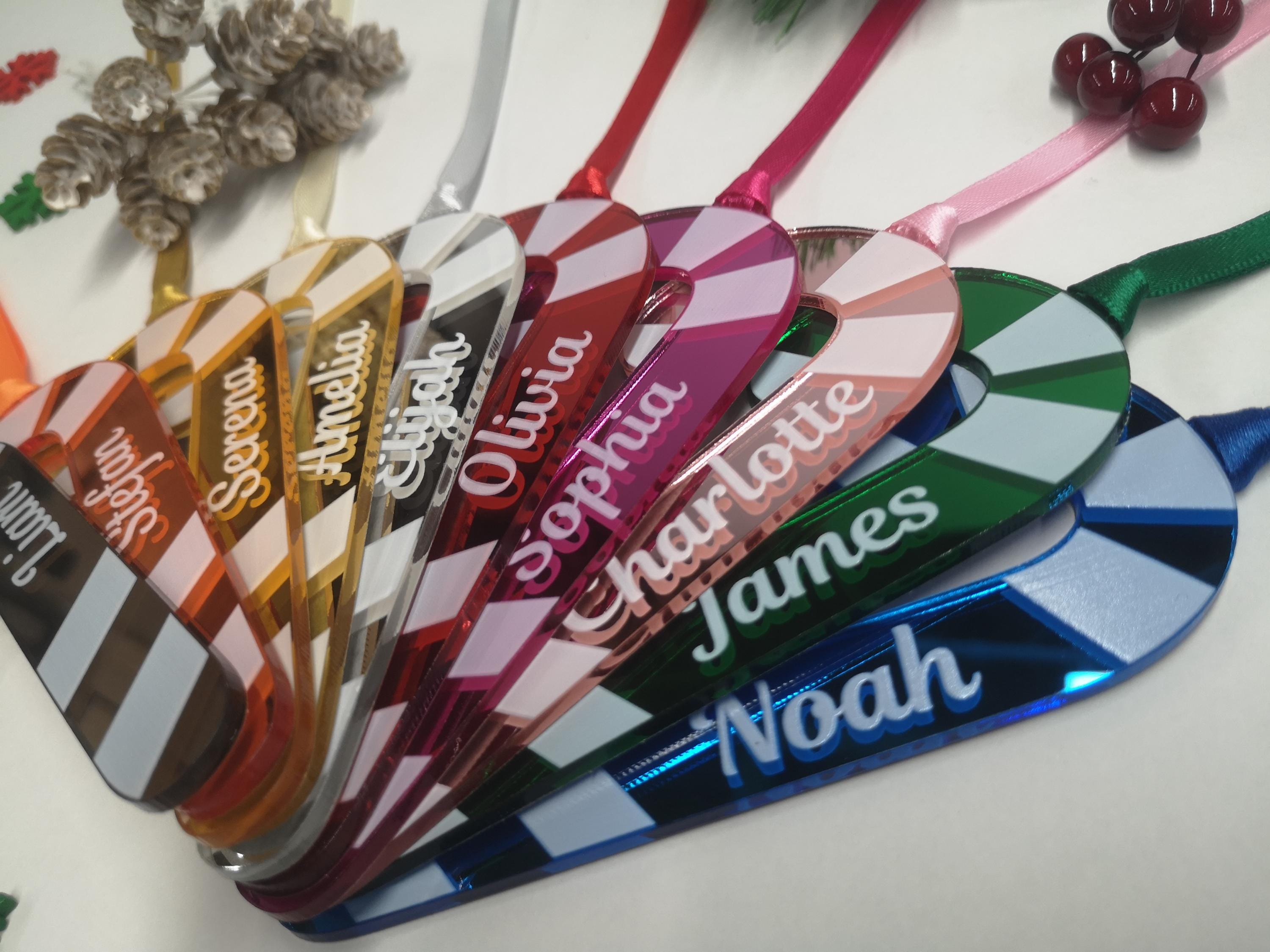 Personalised Mirror Candy Cane Bauble | Mirror Acrylic | Christmas | Name Tag | Tree Bauble | Decoration | Colour Options | Festive Ornament