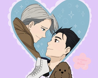 Yuri & Viktor, konsttryck inspirerat av anime och åker skridskor! A4/A5-tryck!