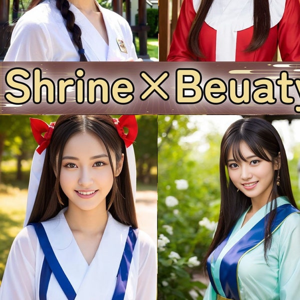 166 Beauty Girls in AI Images, Digital Babes / Japanese Cute Girls with shrine maiden costume/ Digital Download / Digital Art /