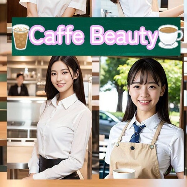 120 Beauty Girls in AI Images, Digital Babes / Japanese Cafe Uniform/ Digital Download / Printable Art / Digital Art /