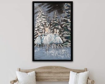 Ballet Poster, Christmas Art, Nutcracker Print, Snow Ballerina, Nutcracker Poster, Nutcracker Ballet Art, Holiday Wall Art,