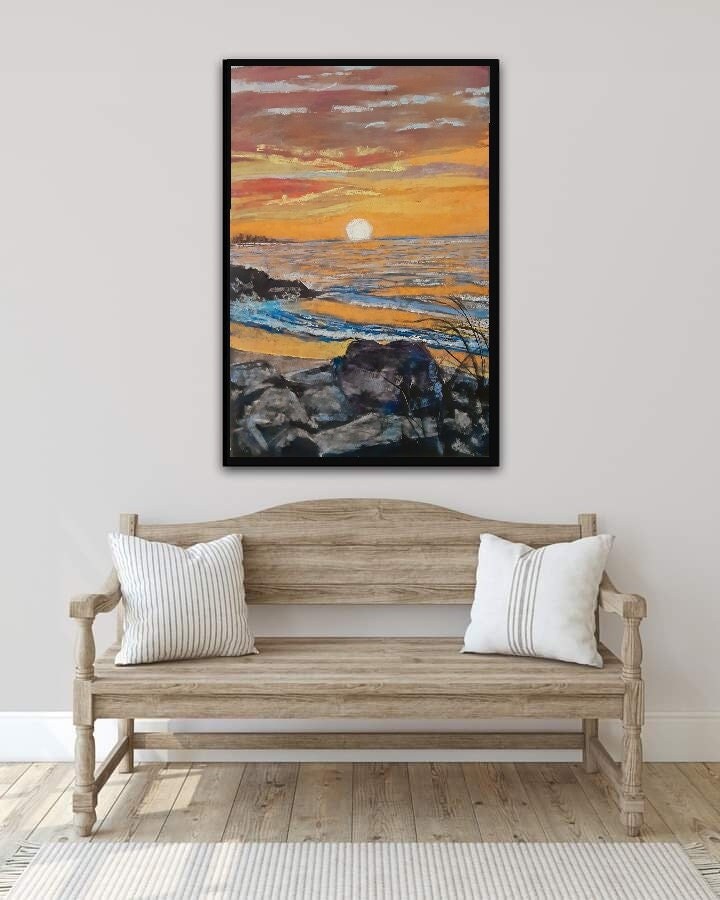 Sunset Beach Print Ocean Sunset Wall Art Pastel Sunset - Etsy