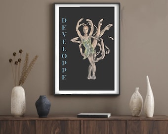 Ballet Poster Dance Painting Ballet Class Art Print Dance Studio Decor Developpe' Poster Recital Gift Dance Teacher Gift Ballet Lover Art