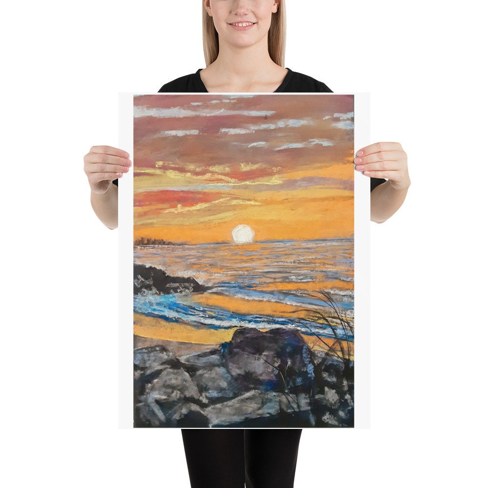 Sunset Beach Print Ocean Sunset Wall Art Pastel Sunset - Etsy