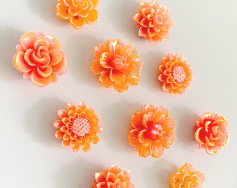 Orange Office Decor, Flower Magnets, Orange Classroom Accessories, Locker Magnets, Iridescent Cubicle Accessories, Orange School Supplies