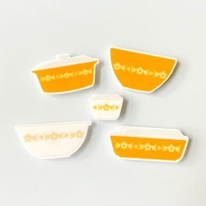Butterfly Gold Pyrex Magnets | Fridge Magnets Set of Five | Pyrex Gifts | Vintage Pyrex Decor | Pyrex Magnet Set for Pyrex Lovers