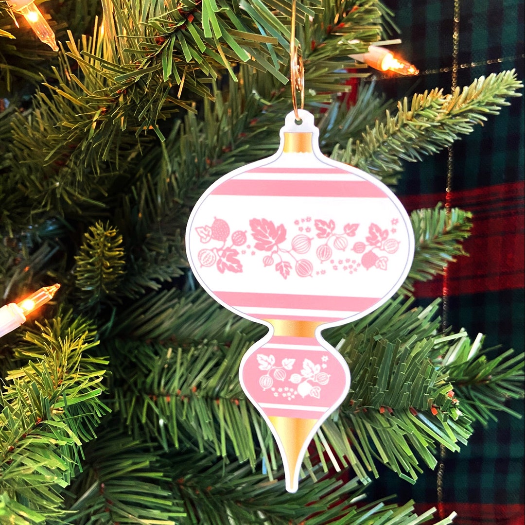 Pink Gooseberry Vintage Pyrex Christmas Ornament Pink Pyrex Etsy