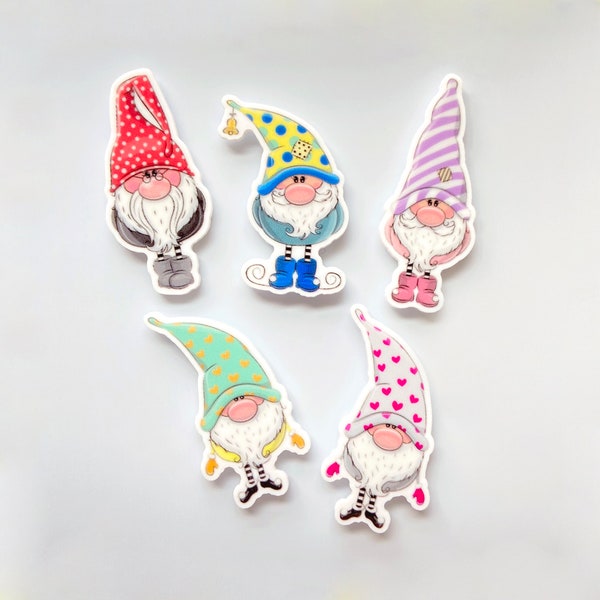 Garden Gnome Magnets | Cute Gnome Fridge Magnets | Gnome Decor |  | Gnome Beards | Gnome Gifts |  Gnome Magnet Set | Office