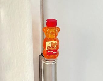 Honey Bear Hinge Head: Miniature Magnetic Figurine, Quirky Home Decor