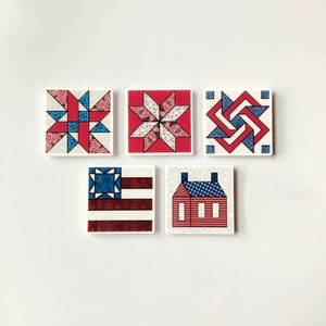 Americana Quilt Block Magnets | Americana Quilt Blocks | Magnets for Home Decor or Office | Quilter Gifts | Quilters | Quilt Block Magnets