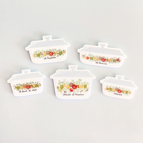 Spice of Life Corningware Magnets: Retro 70s Kitchen Decor, Set of 5