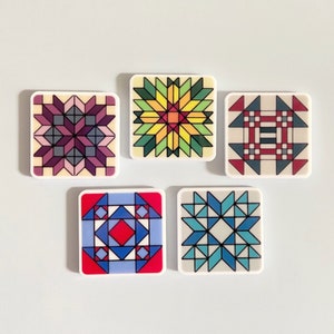 Quilt Block Fridge Magnets | Patchwork Quilt Blocks | Magnet Set for Home Decor or Office | Gifts for Quilters | Quilt Block Pattern Magnets