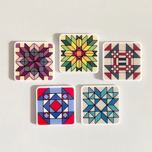 Quilt Block Fridge Magnets | Patchwork Quilt Blocks | Magnet Set for Home Decor or Office | Gifts for Quilters | Quilt Block Pattern Magnets