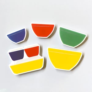 Pyrex Primary Color Fridge Magnets, Gifts for Pyrex Lovers Collectors, Red Blue Green Yellow Pyrex Dishes, Pyrex Stacking Bowls, Pyrex Decor