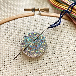 Iridescent Needle Minder, Needle Accessories, Craft Supplies, Embroidery Tools, Quilting, Cross Stitch, Felting, Gift for Sewing Crafter