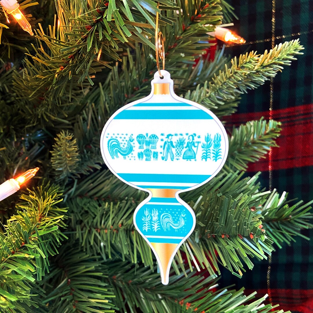 Pyrex Turquoise Butterprint Christmas Ornaments Vintage Etsy