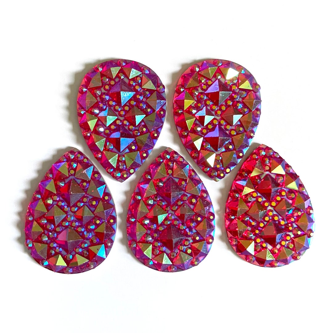 Iridescent Red Fridge Teardrop Cut Glass Rainbow Color Set Bling Home Decor