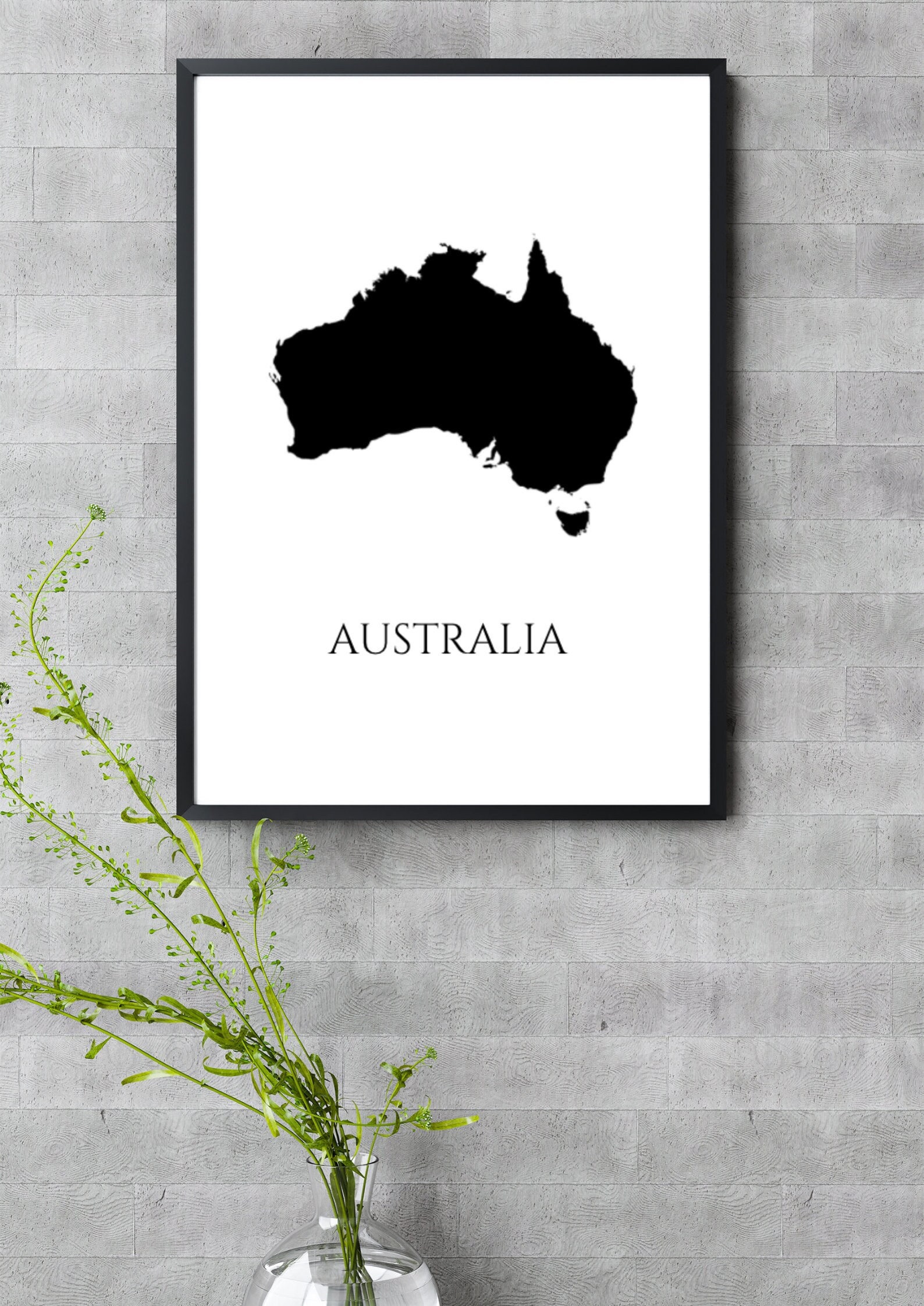 Black and White Australia Map Poster Minimalism Wall Art Art Etsy