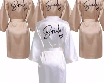 Wedding Party Team Bride Robe With Black Letters, White Letters | Bride Robe | Team Bride Robe | Bridal Robe for Wedding | Team Bride Gift