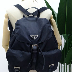 Authentic Vintage Prada Backpack Double Pocket Black Nylon Etsy UK