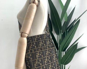 Fendi Zucca Waist Pouch Sling Bag Canvas Unisex Brown Used from Japan