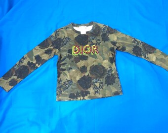 Christian Dior Rasta Mania Embroided Logo Camo Floral long sleeve t-shirt