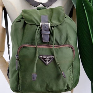 Prada Bag - Authentic vintage Prada green army nylon backpack