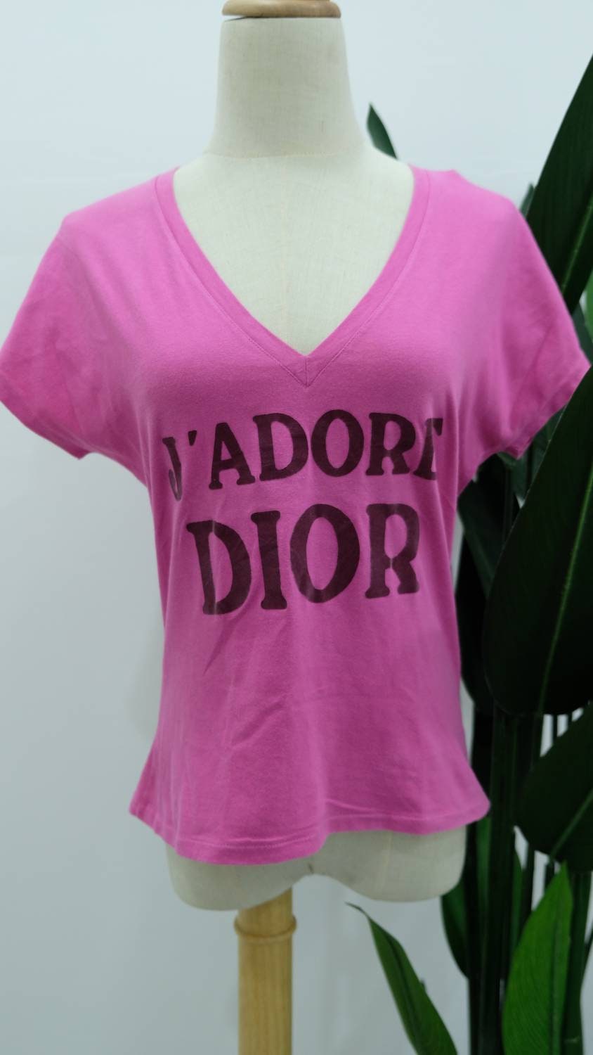T-Shirt Pink Cotton and Linen Jersey with Dior Union Motif