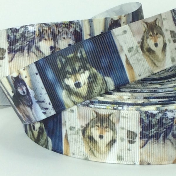 Wolves in the Wild - 1" - Printed Grosgrain Ribbon - Animals - Wolves - Wildlife - Canine Crafts