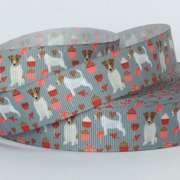 Love for Jack Russells - 7/8" - Printed Grosgrain Ribbon - Dog Collars - Crafts - Lanyards - Leashes - Sewing