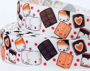 S'more Love - 1" - Printed Grosgrain Ribbon - Food Crafts - Dessert Gifts - Sewing
