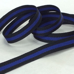 Thin Blue Line - 3/8" - Printed Grosgrain Ribbon - Awareness for Law Enforcement, Police, Fallen Officers