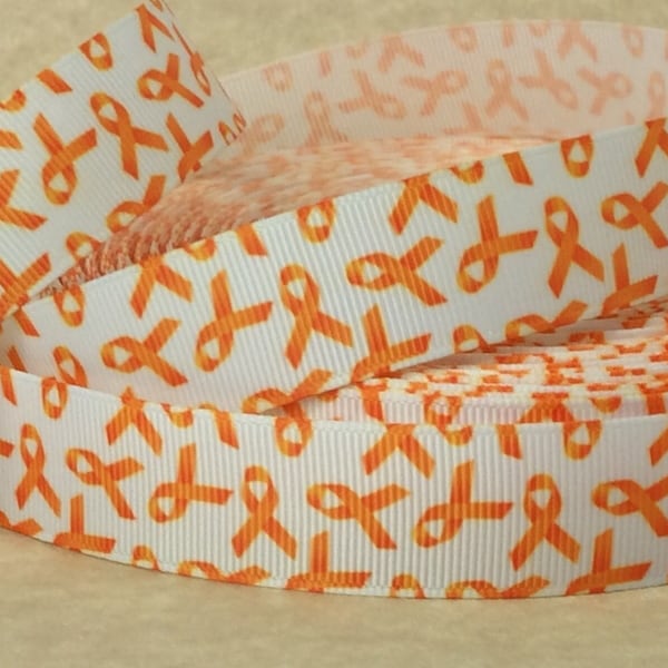 Orange Awareness - 7/8" -  Grosgrain Awareness Ribbon - Cultural Diversity - Hunger - Leukemia - Melanoma - Motorcycle Safety - MS