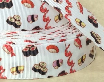 Sushi & Shrimp - 1" - Printed Grosgrain Ribbon
