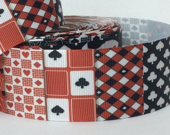 Card Suits Multi - 1.5" - Printed Grosgrain Ribbon
