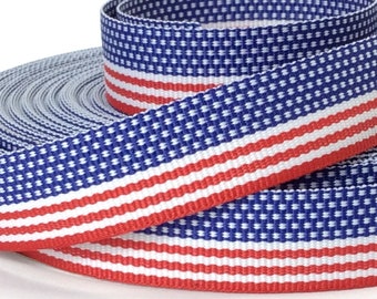 Stars & Stripes - 5/8" - Grosgrain Ribbon - USA - Patriotic - Americana - Sewing