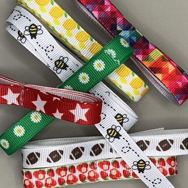 Grab Bag: 3/8" Assortment - Printed Grosgrain Ribbon