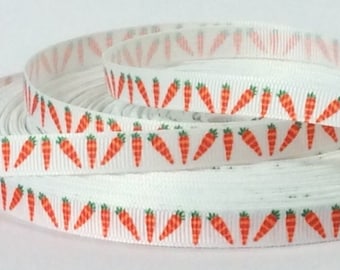 Little Carrots - 3/8&quot; - Printed Grosgrain Ribbon - Easter Decor - Food Crafts - Hair Bows - Card-making - Cat Collars