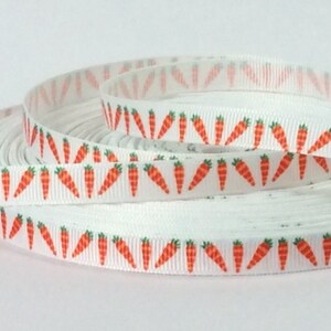 Little Carrots - 3/8&quot; - Printed Grosgrain Ribbon - Easter Decor - Food Crafts - Hair Bows - Card-making - Cat Collars