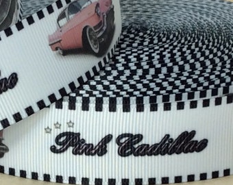 Pink Cadillac - 1" - Printed Grosgrain Ribbon