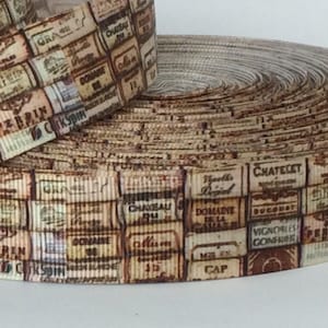 Wine Corks - 1&quot; - Printed Grosgrain Ribbon - Beverages - Food Crafts - Dining Decor