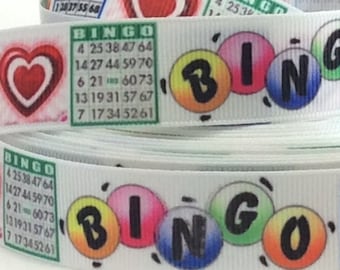 Bingo! - 7/8&quot; - Printed Grosgrain Ribbon - Entertainment - Party Decor - Recreation - Crafts - Scrapbooking - Sewing