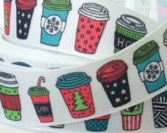 Hot Beverage Cups - 1&quot; - Printed Grosgrain Ribbon - Food & Drink - Coffee - Hot Drinks - Dining - Decor