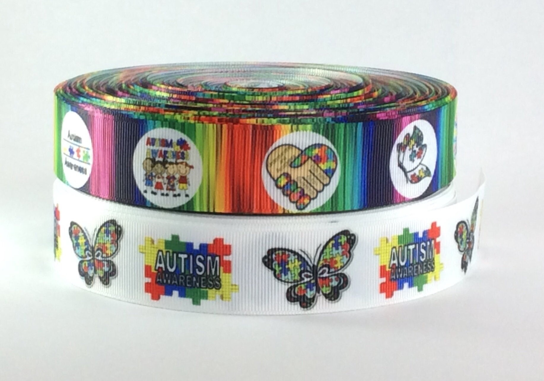 Autism Awareness - 1" - Printed Grosgrain Ribbon - Awareness Ribbons - Support Groups - Crafts - Sewing