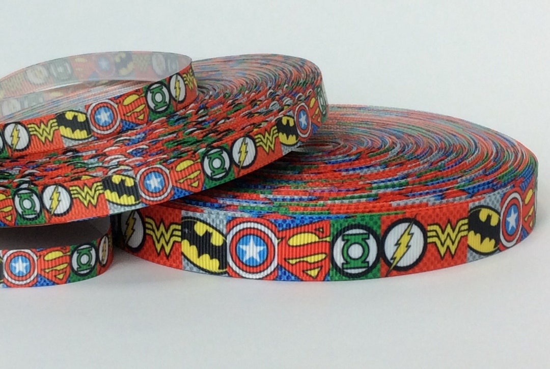 Superhero Symbols 3/8 and 5/8 Printed Grosgrain Ribbon Children ...