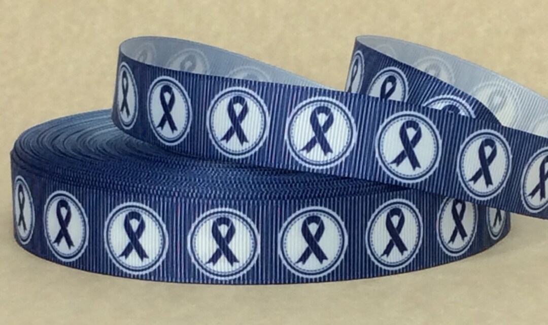 Peel & stick blue grosgrain awareness ribbons - 10 pack